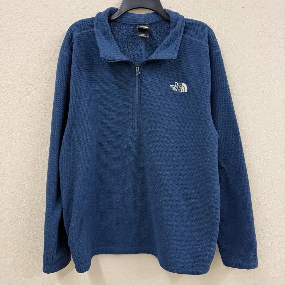 The North Face Fleece Pullover XXL Blue Quarter Zip Textured Sweater Knit